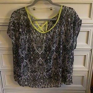 Torrid Black and White Blouse with Open Back